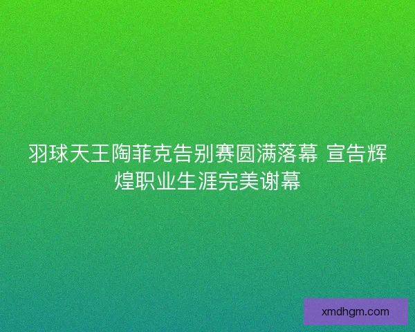 羽球天王陶菲克告别赛圆满落幕 宣告辉煌职业生涯完美谢幕 羽球天王陶菲克告别赛圆满落幕 宣告辉煌职业生涯完美谢幕